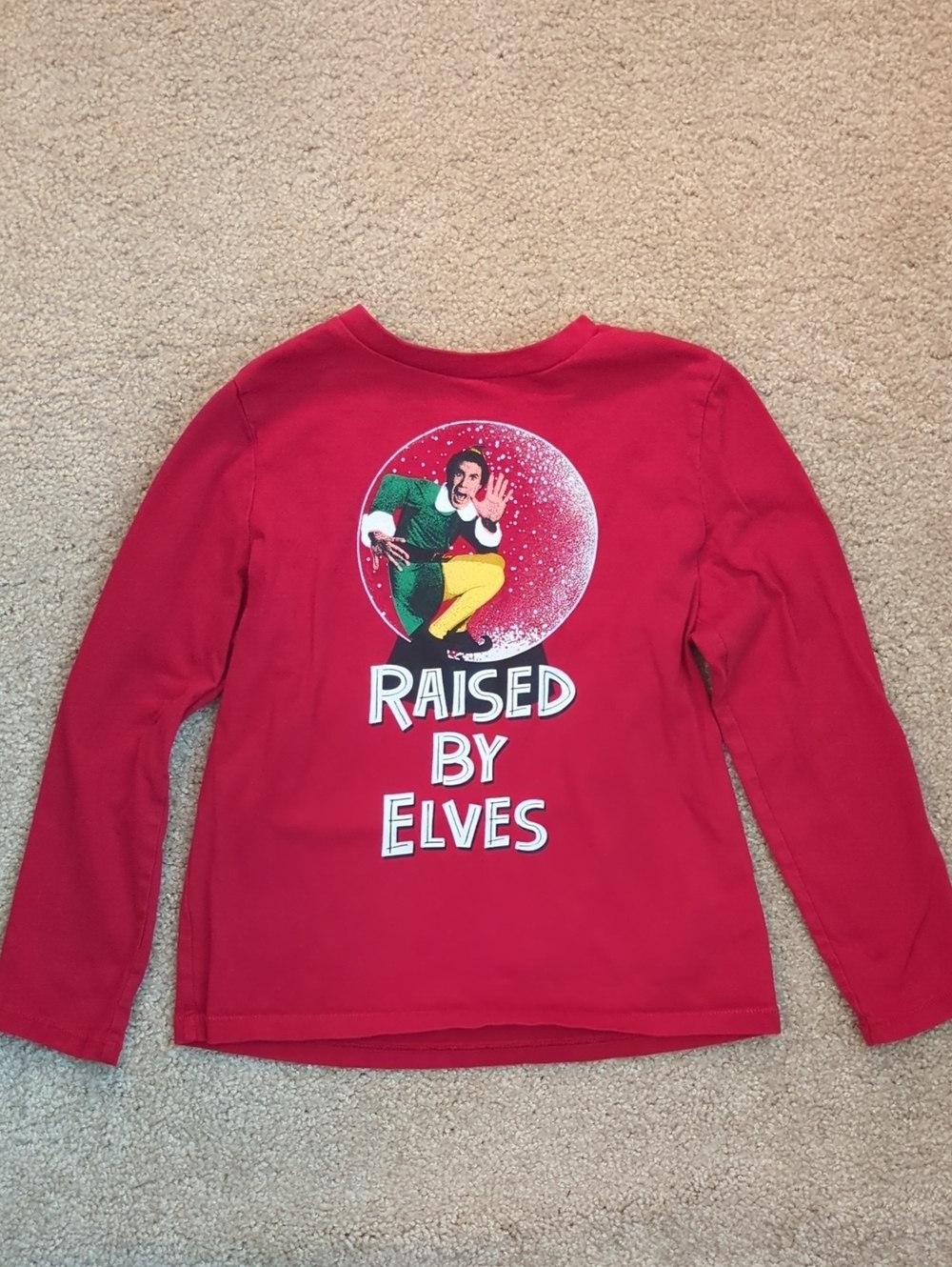 GAP Red Long-Sleeve 'Raised by Elves' Graphic Tee